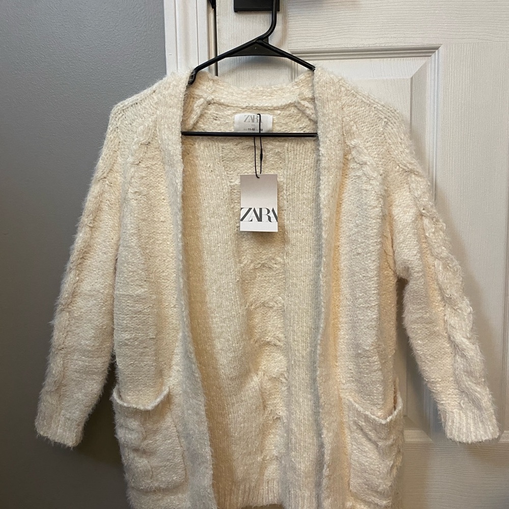 Zara Girls Chenille Cream Cardigan - Size 11-12